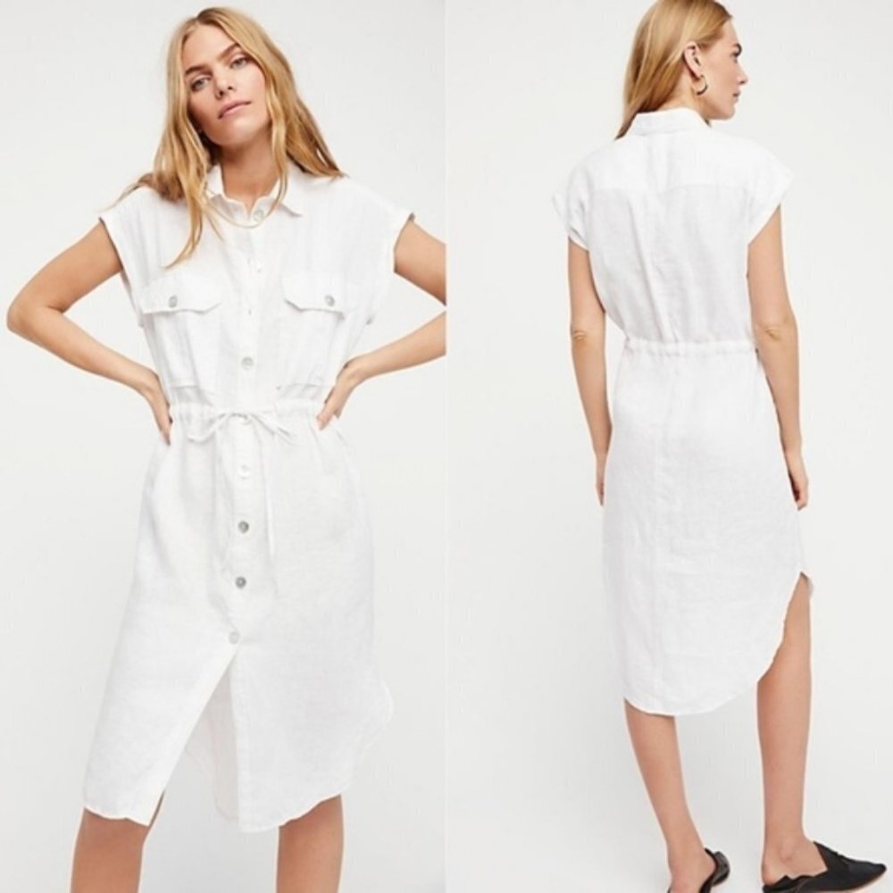 Free People Meet Me Halfway Linen Shirt Dress​​​